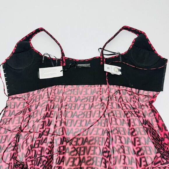 NWT$5,425 Versace Runway SS23 Plisse Dress All Over Logo Red Black IT 38/US 2 - Picture 12 of 16